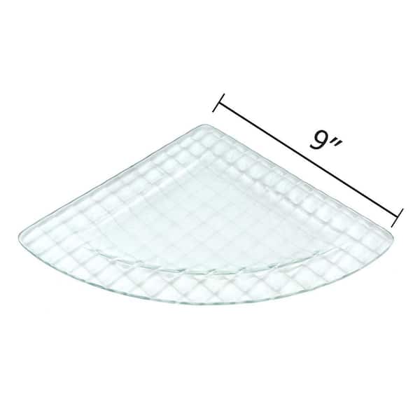 Infinity 9 in. x 9 in. Clear Cubed Textured Glass Floating Corner Wall Shelf