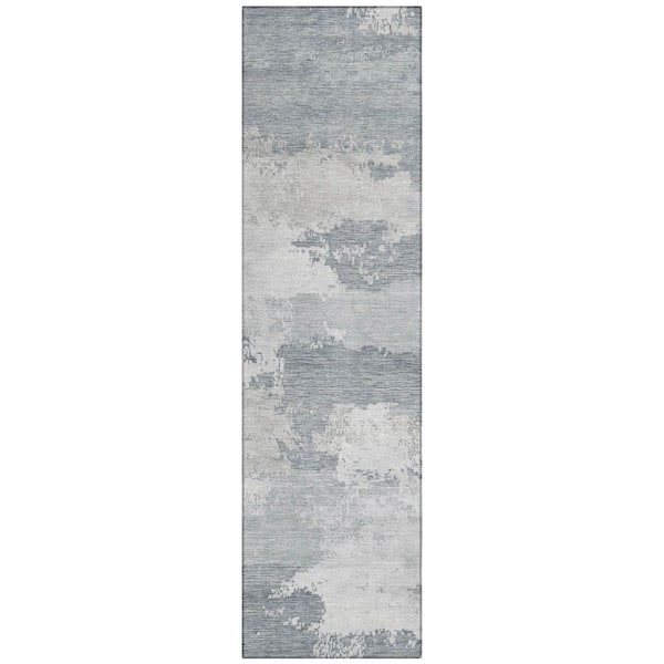 Chantille Machine Washable Indoor/Outdoor Abstract ACN2372 Silver 2 ft. x 7 ft. Runner Rug