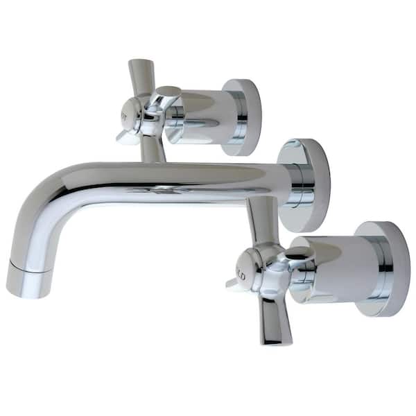 Kingston Brass Millennium 2-Handle Wall Mount Bathroom Faucet in Polished Chrome