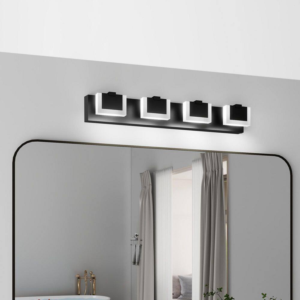 30 in. 4 Light Black LED Vanity Light Bar with Stainless Steel Frame and Frosted Acrylic Acrylic Shade price history on PriceWatchPro