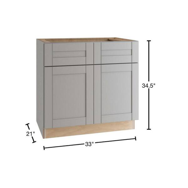 Arlington Veiled Gray Plywood Shaker Assembled Vanity Sink Base Kitchen Cabinet Sft Cls 33 in W x 21 in D x 34.5 in H