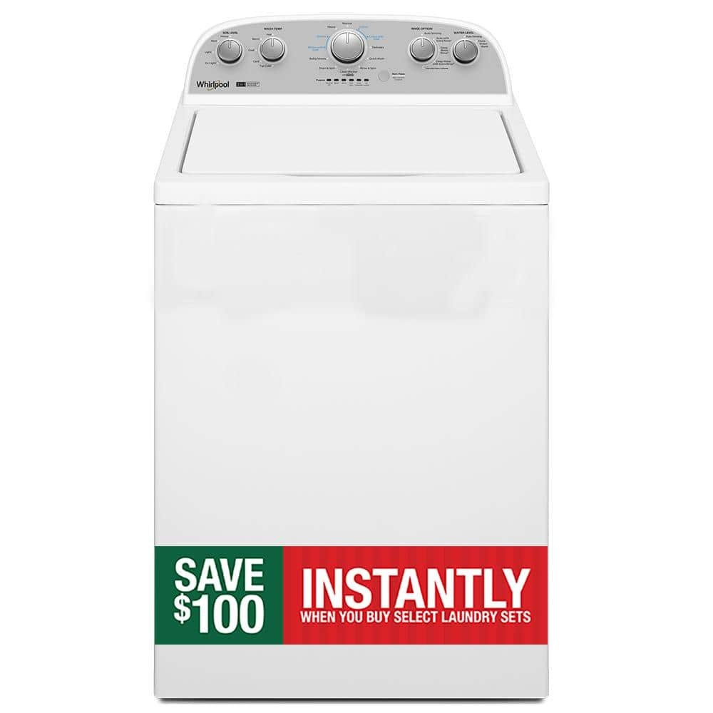 Whirlpool 3.8 - 3.9 cu.ft. Top-Load Washer in White with 2-in-1 Removable Agitator