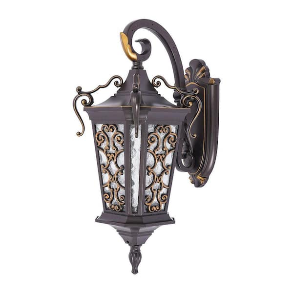 16.53 in. Dark Coffee Modern Outdoor Waterproof Hardwired Wall Lantern Sconce with No Bulbs Included