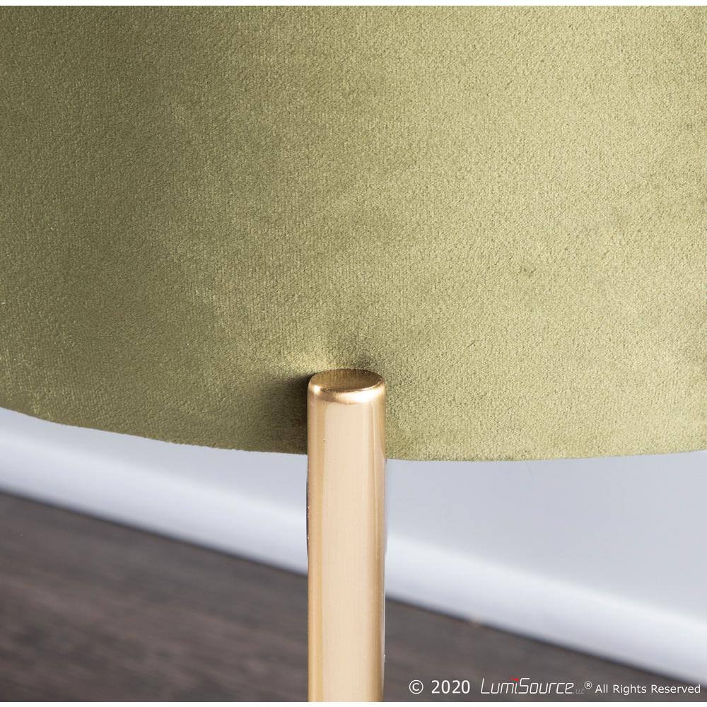 Chloe 48" Green Velvet Gold Metal Contemporary Storage Bench
