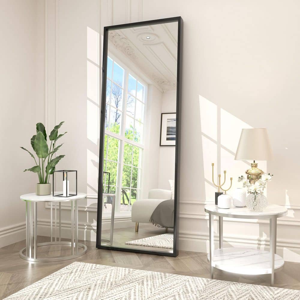 62 in. H x 22 in. W Rectangular High-Definition Aluminum Alloy Framed Tempered Glass Wall Decor Mirror in Matte Black price history on PriceWatchPro