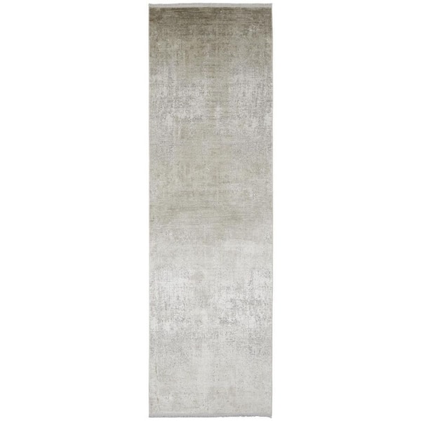 HomeRoots 2 X 8 Tan, Ivory Abstract Runner Rug