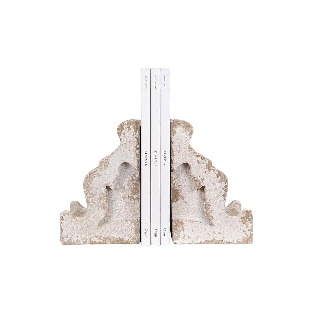 Vintage White Distressed Corbel Bookends - Set of 2