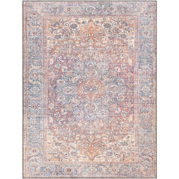 Livabliss Hardin Light Gray 5 ft. x 7 ft. Traditional Indoor Machine-Washable Area Rug