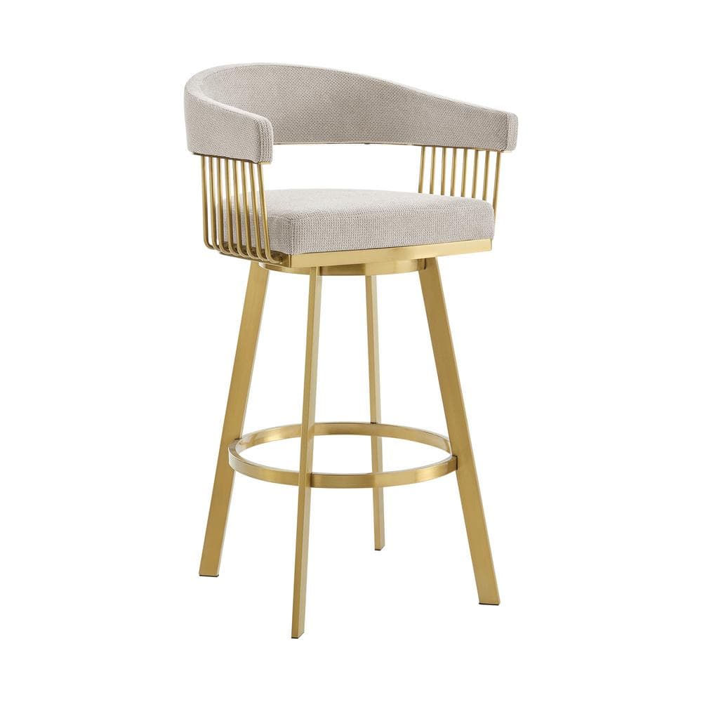 Chelsea 26" Taupe Swivel Counter Stool with Gold Metal Frame