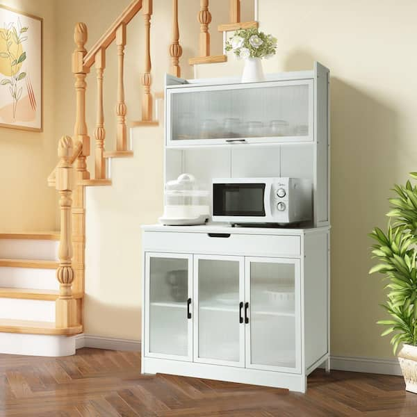 Costway 41'' Farmhouse Kitchen Pantry Storage Cabinet w/Doors - See Details - White