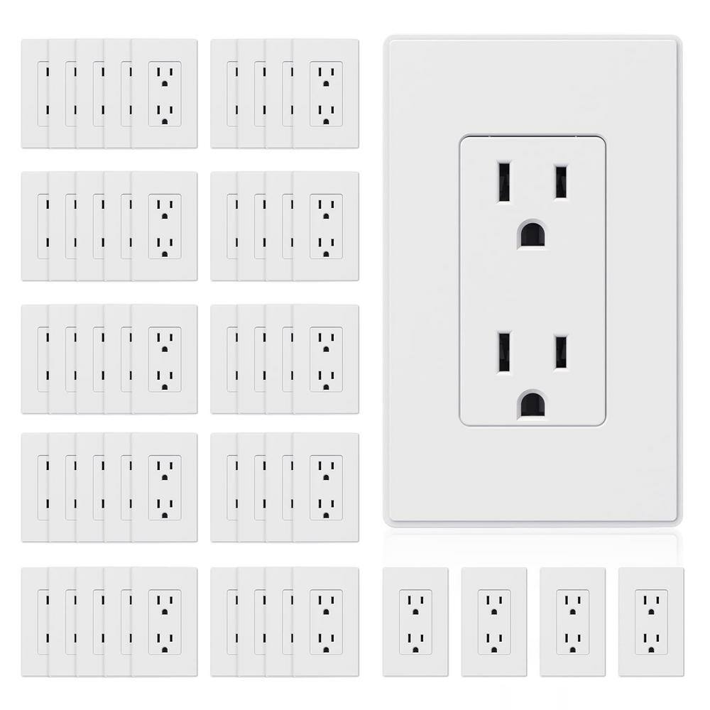Etokfoks 15A/125Volt, Standard Wall Receptacle Outlet with Wall Plate