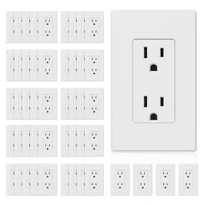 15A/125-Volt, Standard Wall Receptacle Outlet with Wall Plate, 2-Pole, Non- Tamper Resistant in Matte White - (50-Pack)