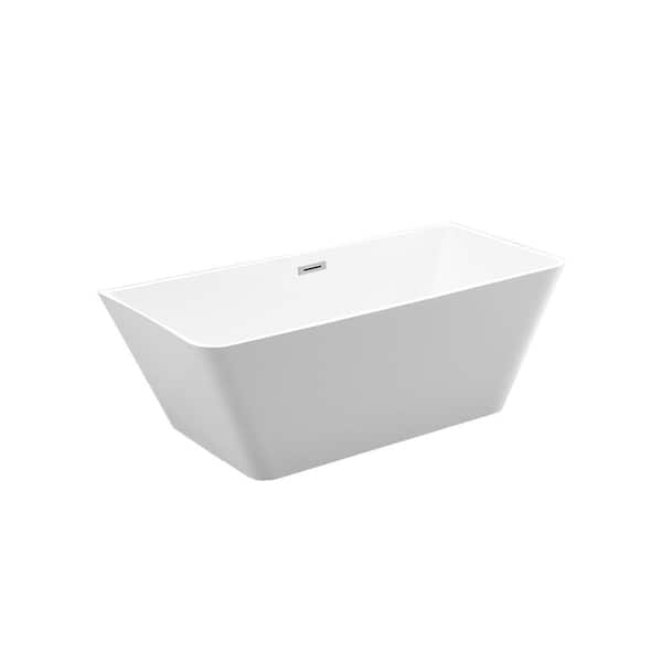 Bellaterra Home Brussels 67 in. Acrylic Flatbottom Non-Whirlpool Freestanding Bathtub in Glossy White