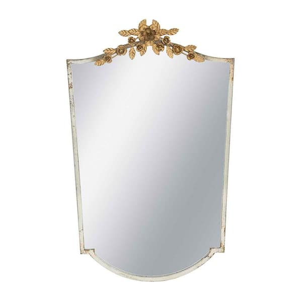 Miscool Avex Gold 24 in. W x 37 in. H Art Deco Irregular Shape Iron Framed Mirror