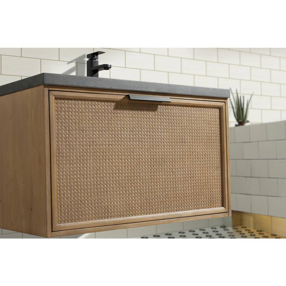 36'' Weathered Fir and Concrete Floating Bathroom Vanity