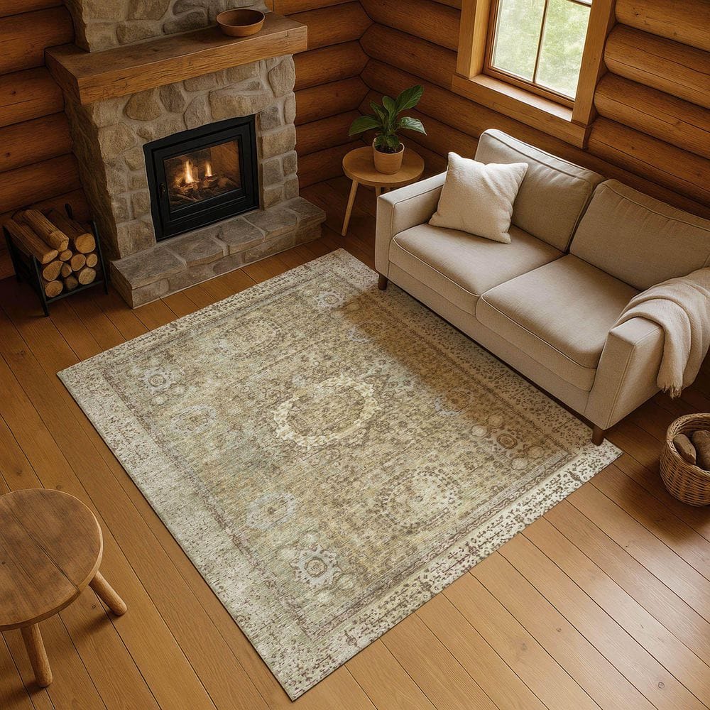 Mayfield Premium Machine Washable Abstract AMF1740 Brown 9 ft. x 12 ft. Area Rug price history on PriceWatchPro