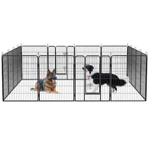 16-Panels 40 in. H Outdoor/Indoor Dog Pens Foldable Heavy Duty Metal Portable Dog Playpen Anti-Rust Dog Fence with Doors