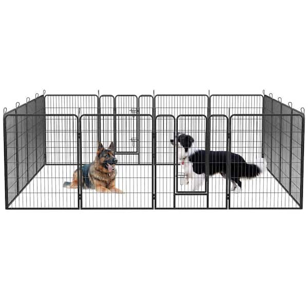 Unbranded 16-Panels 40 in. H Outdoor/Indoor Dog Pens Foldable Heavy Duty Metal Portable Dog Playpen Anti-Rust Dog Fence with Doors