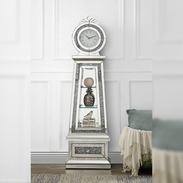 Acme Furniture Noralie Grandfather Clock with LED in Mirrored