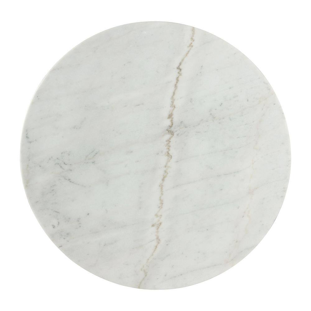Liam Round White Marble and Wood Dining Table