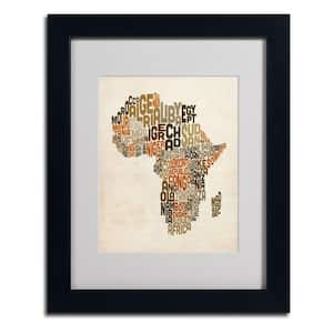 11 in. x 14 in. Africa Text Map Matted Framed Art