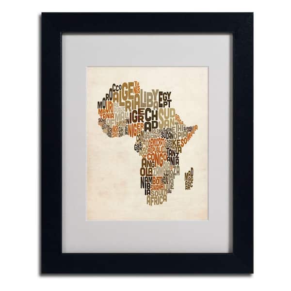 Trademark Fine Art 11 in. x 14 in. Africa Text Map Matted Framed Art