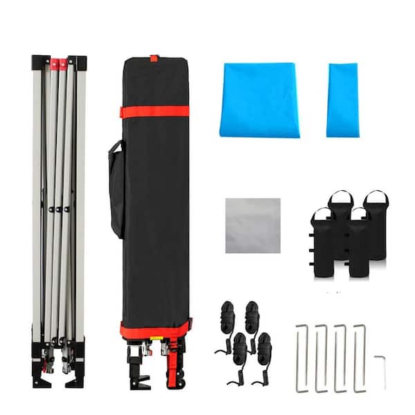 10 ft. x 10 ft. Sky Blue Pop Up Canopy Tent with 1 Push Setup, Silver Coated Top, STO-N-Go Cover Bag