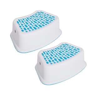 5.12 in. Blue Lightweight Anti-Slip Plastic Toilet Stools Step Stools for Potty Training (Set of 2)