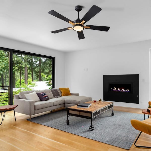 Apex II 52 in. Integrated LED Indoor/Outdoor Black Smart Ceiling Fan with Light and Remote, Works w/Alexa/Google Home