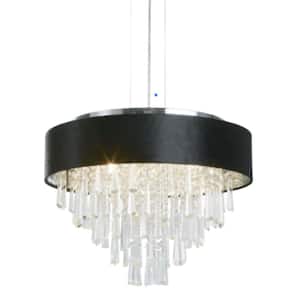 17.9 in. 5-Light Black Chandelier with K9 Crystal Shade no Bulbs Included
