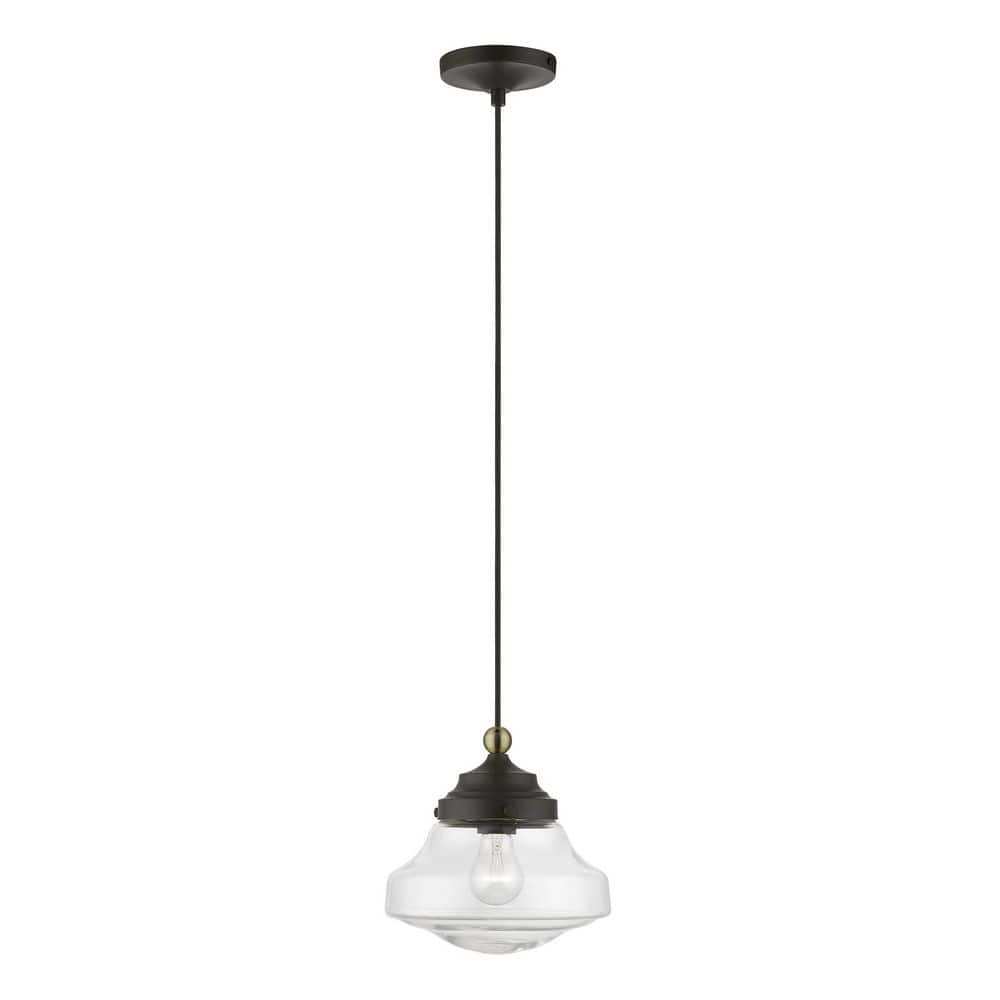 Ghessington 1-Light Bronze Island Mini Pendant with Antique Brass Accent with Clear Glass price history on PriceWatchPro