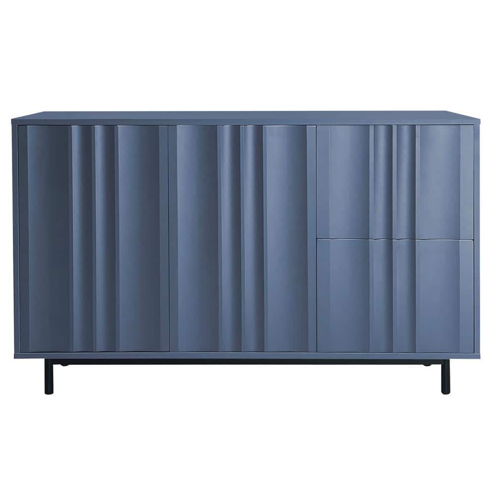 47.20 in. W x 15.70 in. D x 29.50 in. H Navy Blue Wave Pattern Linen Cabine