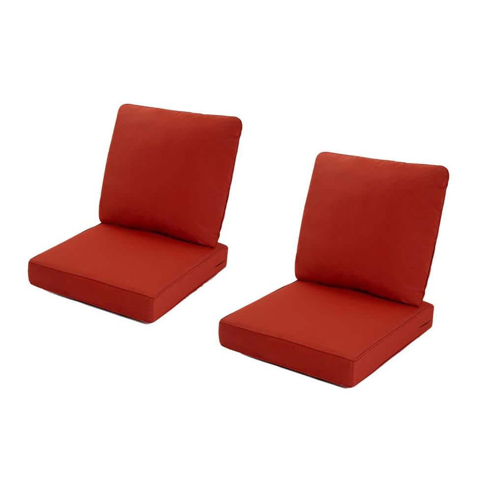 Red Water-Resistant 24 x 24 Outdoor Deep Seating Lounge Chair Cushion (Set 
