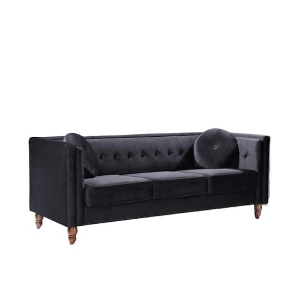 US Pride Furniture Angie Black Classic Kittleson Chesterfield Sofa
