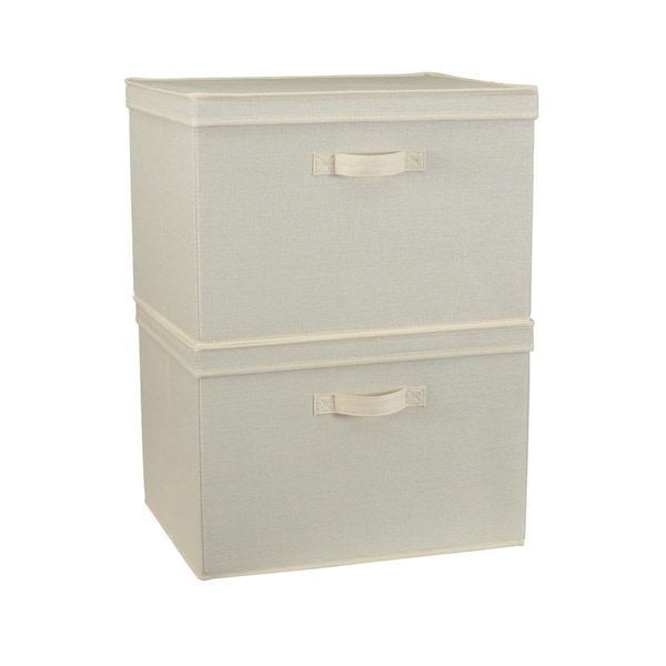 Storage Boxes With Lids - Set of 5 - Cream