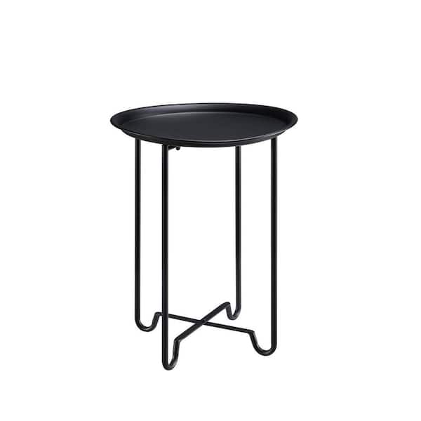 Unbranded Modern Hairpin Leg 16 in. W x 20.75 in. H Round Black Metal End Table