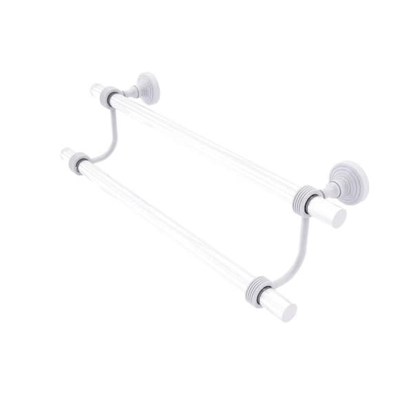 Allied Brass Pacific Grove Collection 18 in. Wall Mounted Double Towel Bar with Groovy Accents in Matte White