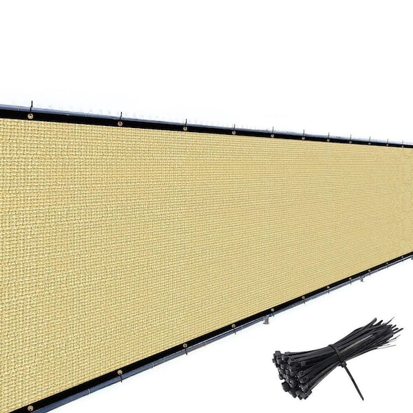 8 ft. x 50 ft. Sand 175 GSM Balcony Privacy Fence Screen with 90% UV Blockage, 40 Cable Zip Ties Included