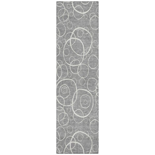 Chantille Machine Washable Indoor/Outdoor Abstract ACN2407 Gray 2 ft. x 7 ft. Runner Rug