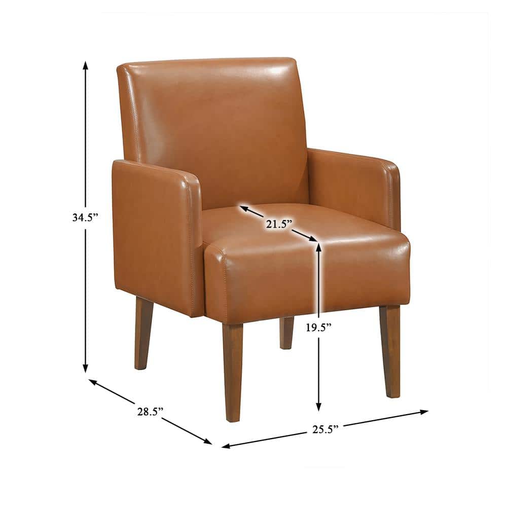 Matt Brown Faux Leather and Wood Accent Chair