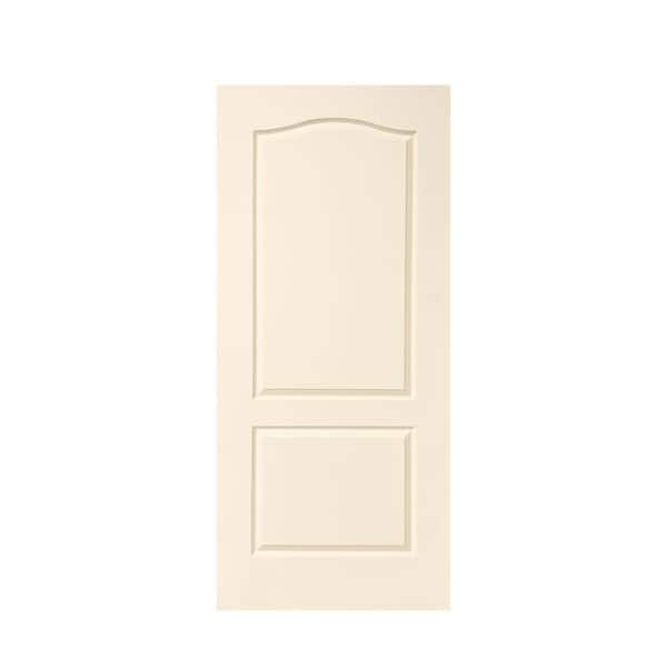 CALHOME 36 in. x 80 in. Beige Stained Composite MDF Hollow Core 2 Panel Arch Top Interior Door Slab For Pocket Door