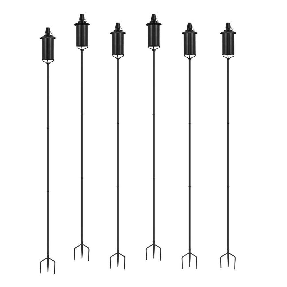 59 in. Black Metal Garden Torches with 3-Prong Grounded Stake Decorative Outdoor 6-Pack price history on PriceWatchPro