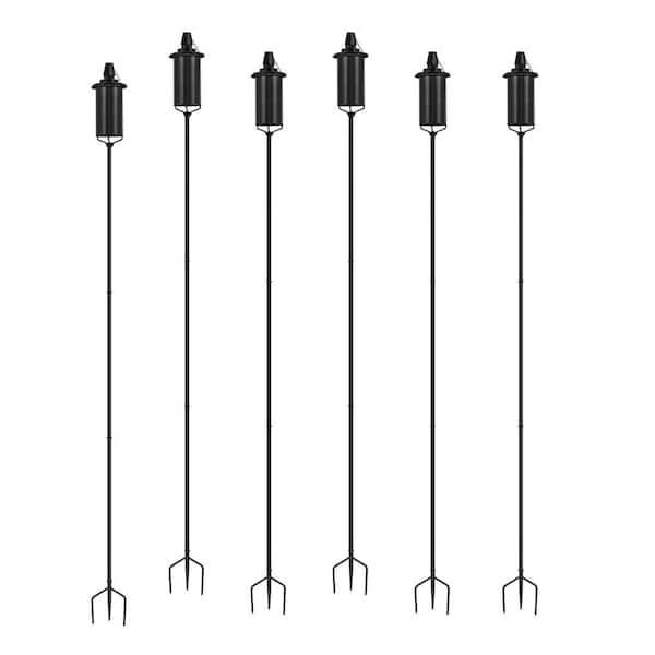 59 in. Black Metal Garden Torches with 3-Prong Grounded Stake Decorative Outdoor 6-Pack