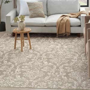 Jubilant Olive 8 ft. x 10 ft. Damask Transitional Area Rug