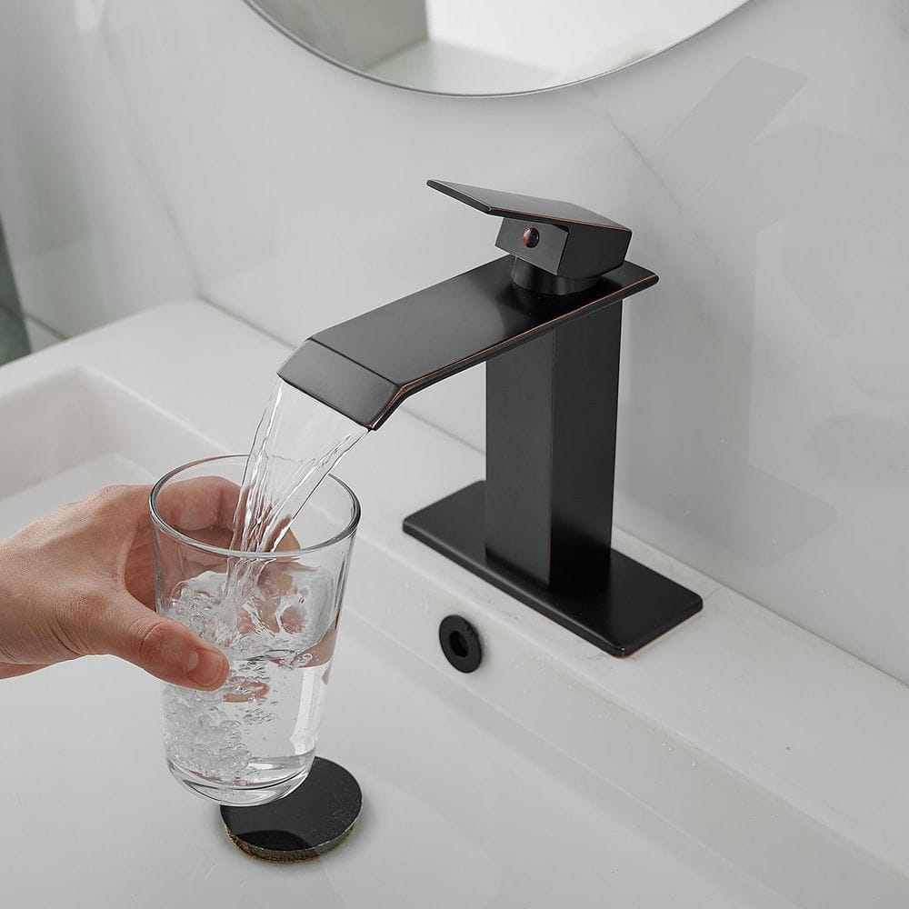 Oil Rubbed Bronze Modern Waterfall Single Hole Bathroom Faucet