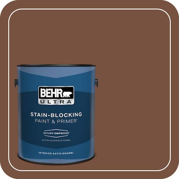 BEHR ULTRA 1 gal. #240F-7 Root Beer Extra Durable Satin Enamel Interior Paint & Primer
