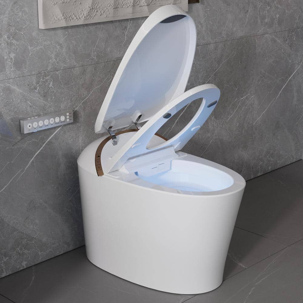 White Elongated Free Standing High Efficiency Smart Toilet