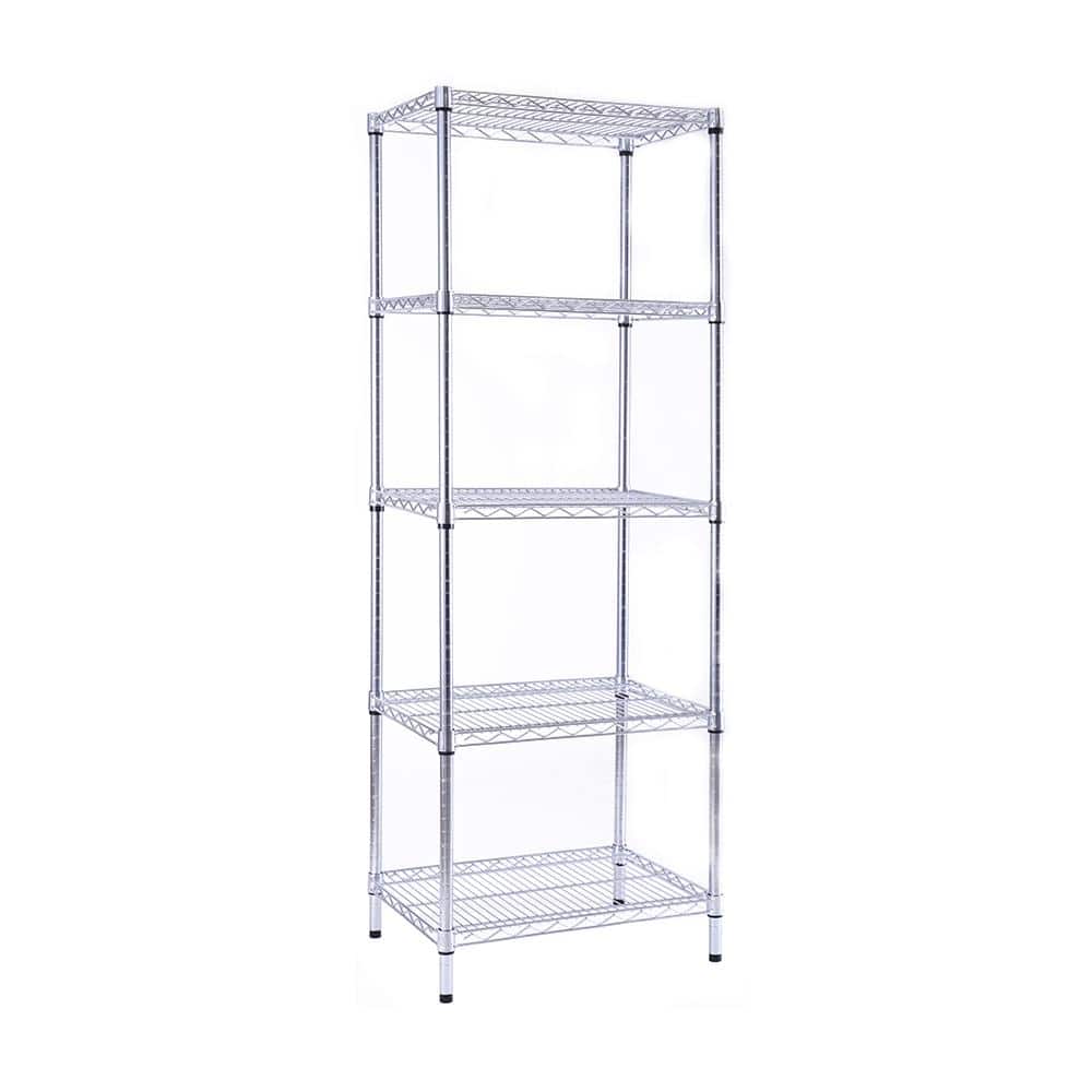 White Adjustable 5-Tier Steel Wire Utility Shelving Unit