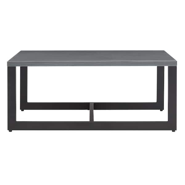 48 in. Gray Espresso Large Rectangle Coffee Table, Modern Cocktail Table for Living Room