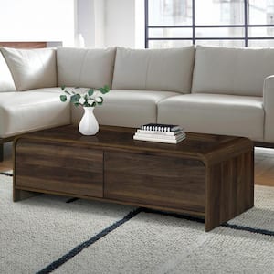 New Classic Furniture Mara 47.25 in. Walnut Rectangle Wood Coffee Table with Storage